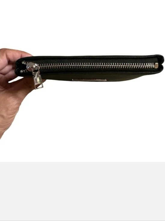 PRADA Black Saffiano Leather Polished Silver Zipper Pouch. - Picture 7 of 11